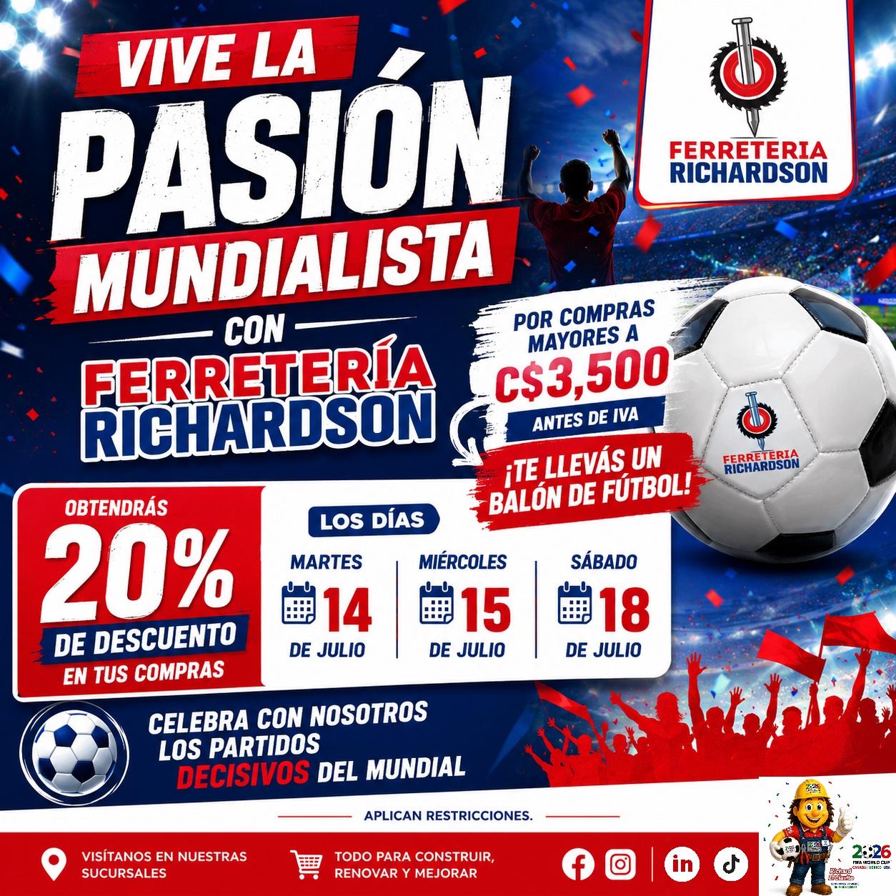 ¡La pasión del mundial se vive en Ferretería Richardson!